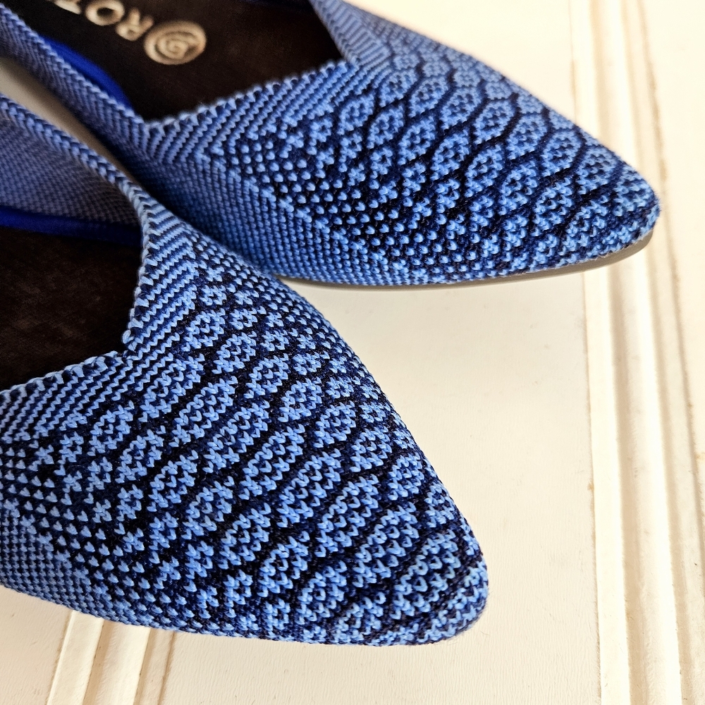 Rothys The Point Lapis Python Blue Flats Womens 8… - image 3